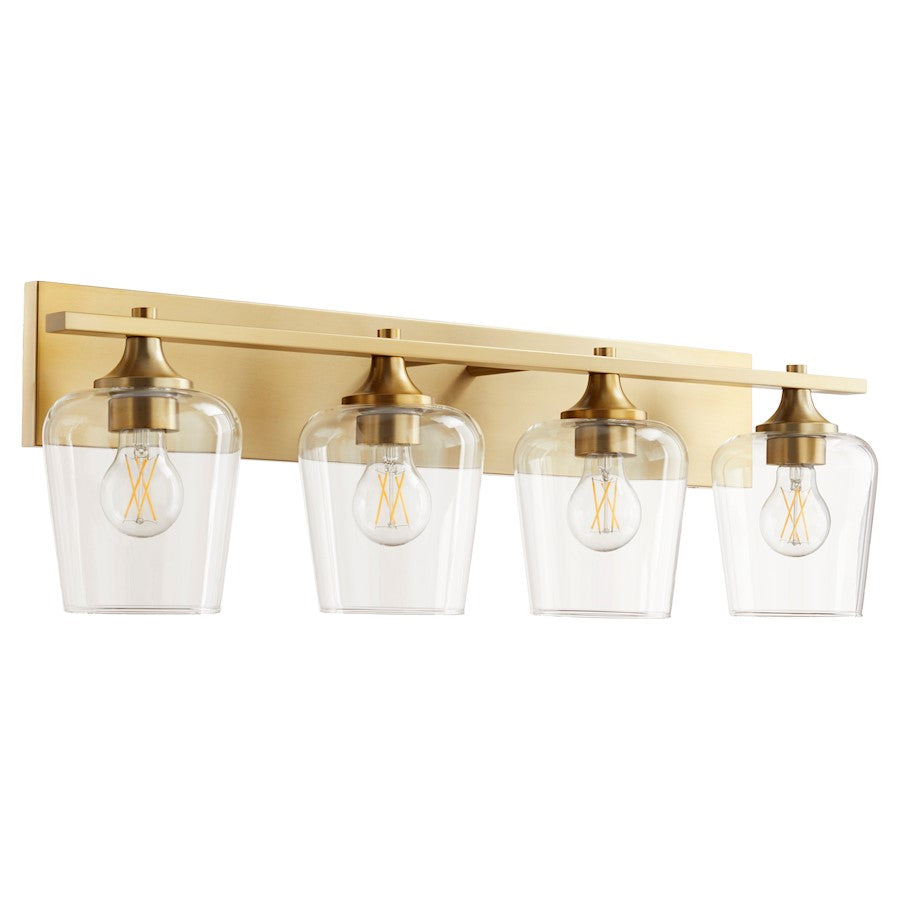 Quorum Veno 4Lt Vanity, Aged Brass/Clear - 558-4-80