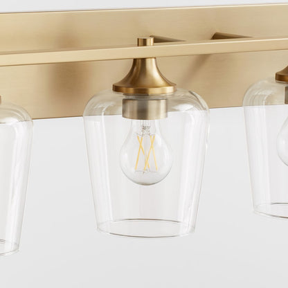 4 Light Bathroom Vanity Light, Aged Brass