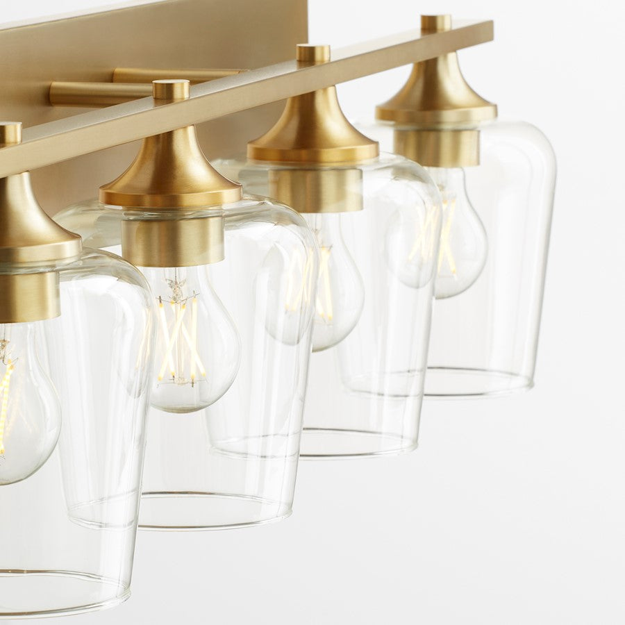 4 Light Bathroom Vanity Light, Aged Brass