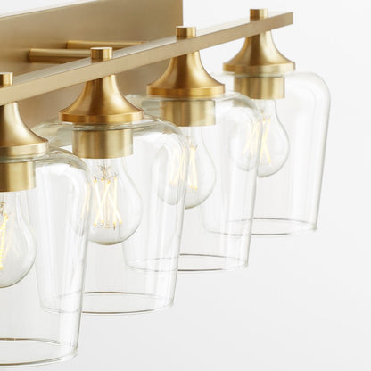 4 Light Bathroom Vanity Light, Aged Brass