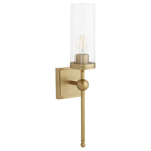 Quorum Lee Blvd 1Lt Wall Mount, Aged Brass/Clear/Fluted - 560-1-80