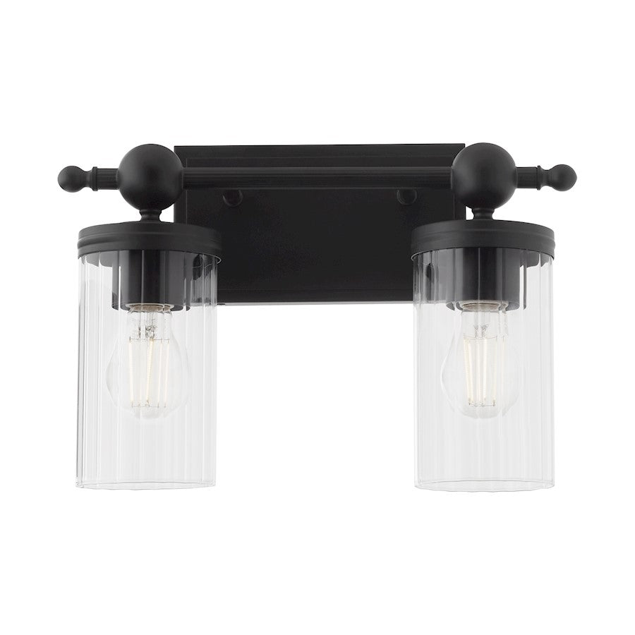 2 Light Bathroom Vanity Light, Matte Black