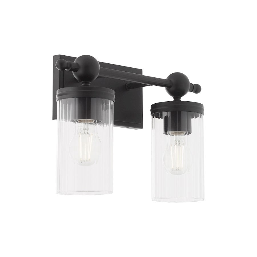 2 Light Bathroom Vanity Light, Matte Black