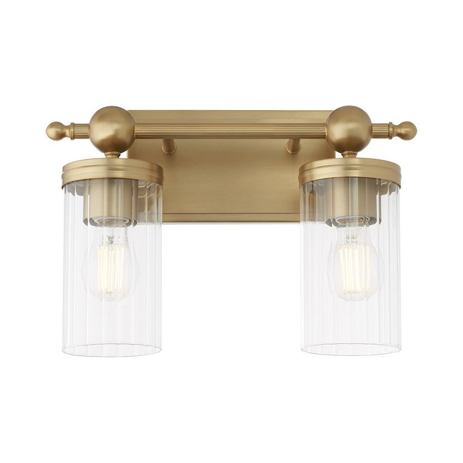 2 Light Bathroom Vanity Light, Aged Brass