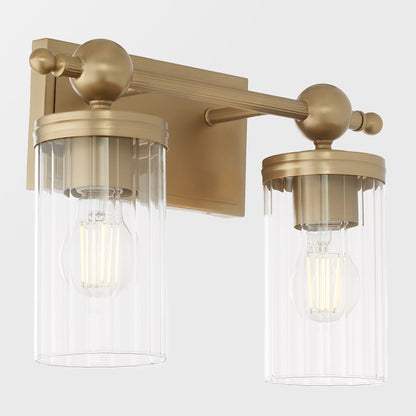 2 Light Bathroom Vanity Light, Aged Brass