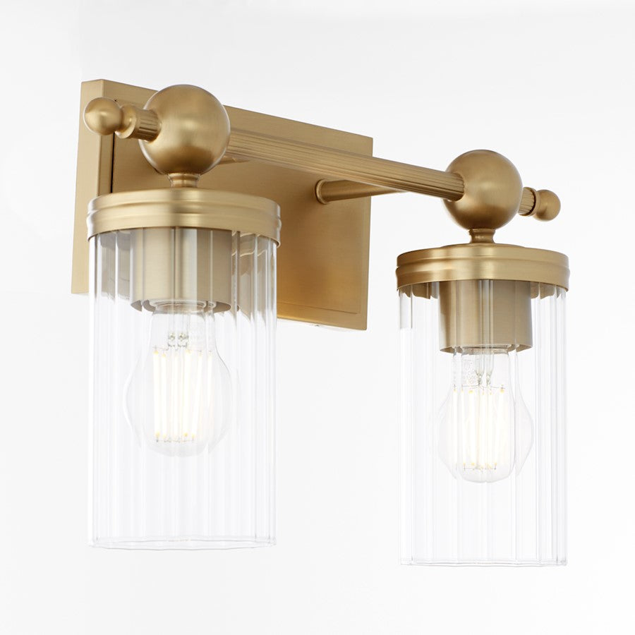 2 Light Bathroom Vanity Light, Aged Brass