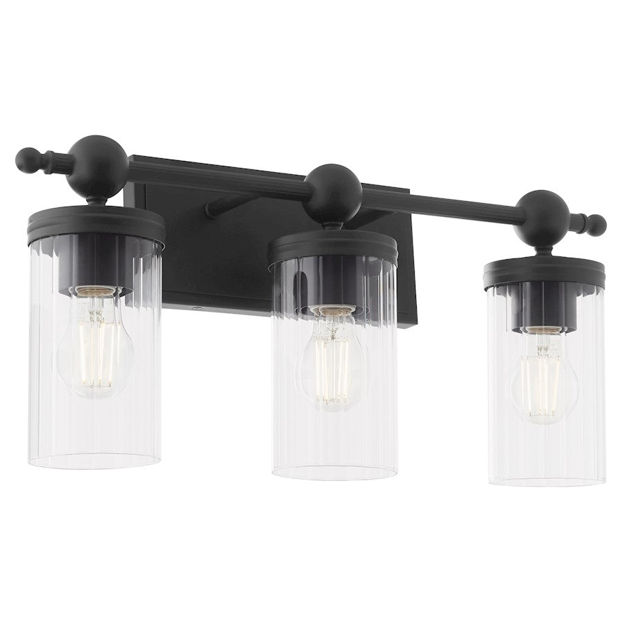 3 Light Bathroom Vanity Light, Matte Black