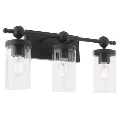 3 Light Bathroom Vanity Light, Matte Black