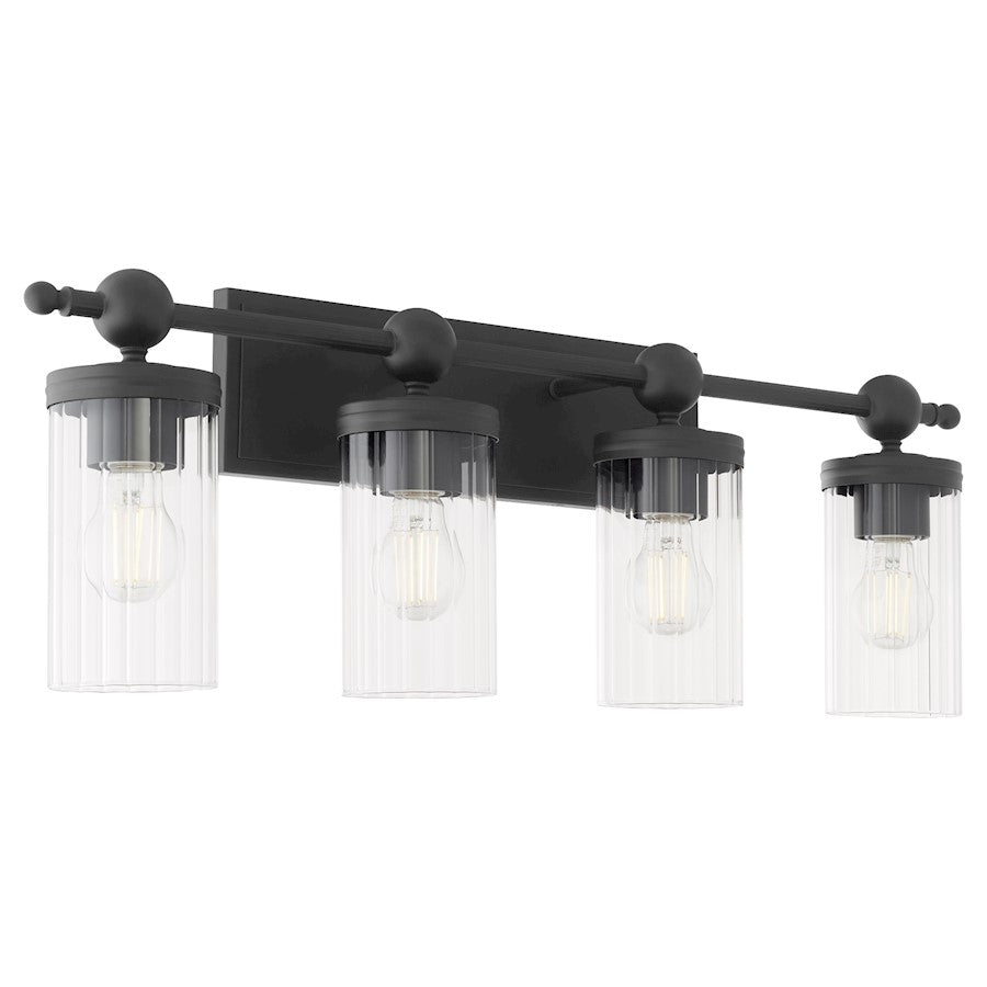 4 Light Bathroom Vanity Light, Matte Black