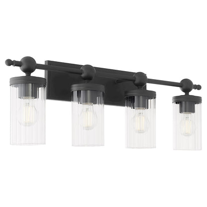 4 Light Bathroom Vanity Light, Matte Black