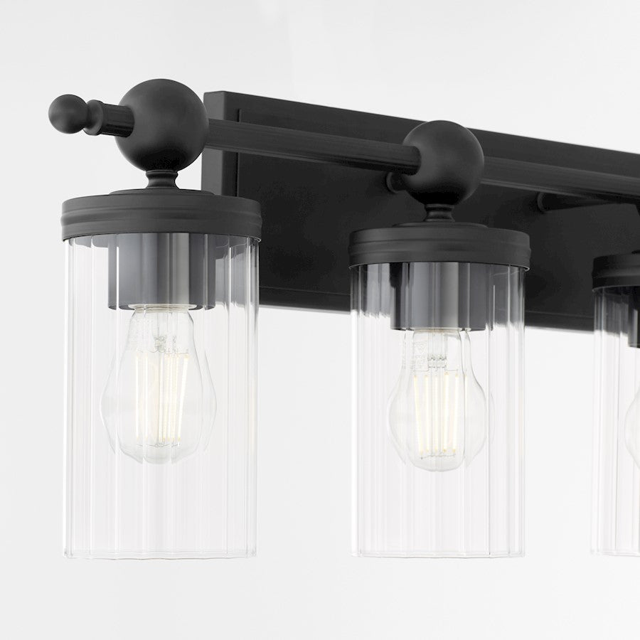 4 Light Bathroom Vanity Light, Matte Black