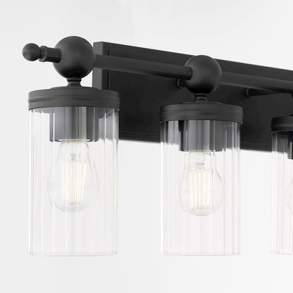4 Light Bathroom Vanity Light, Matte Black