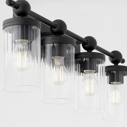 4 Light Bathroom Vanity Light, Matte Black