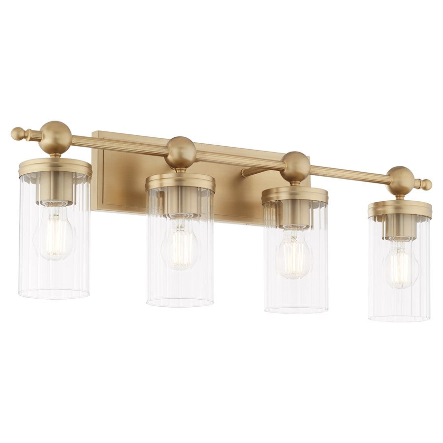 4 Light Bathroom Vanity Light, Aged Brass