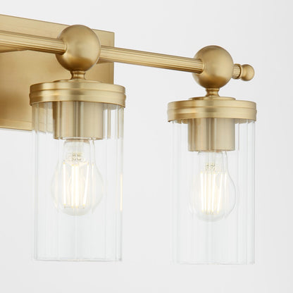 4 Light Bathroom Vanity Light, Aged Brass
