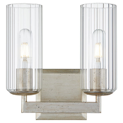 2 Light Bathroom Vanity Light, Aged Silver Leaf