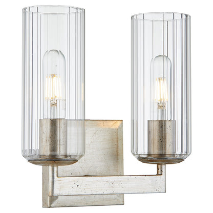 2 Light Bathroom Vanity Light, Aged Silver Leaf