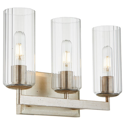 3 Light Bathroom Vanity Light, Aged Silver Leaf