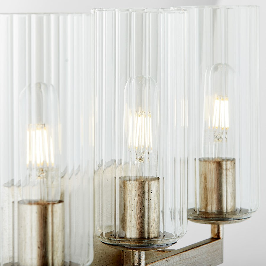 3 Light Bathroom Vanity Light, Aged Silver Leaf