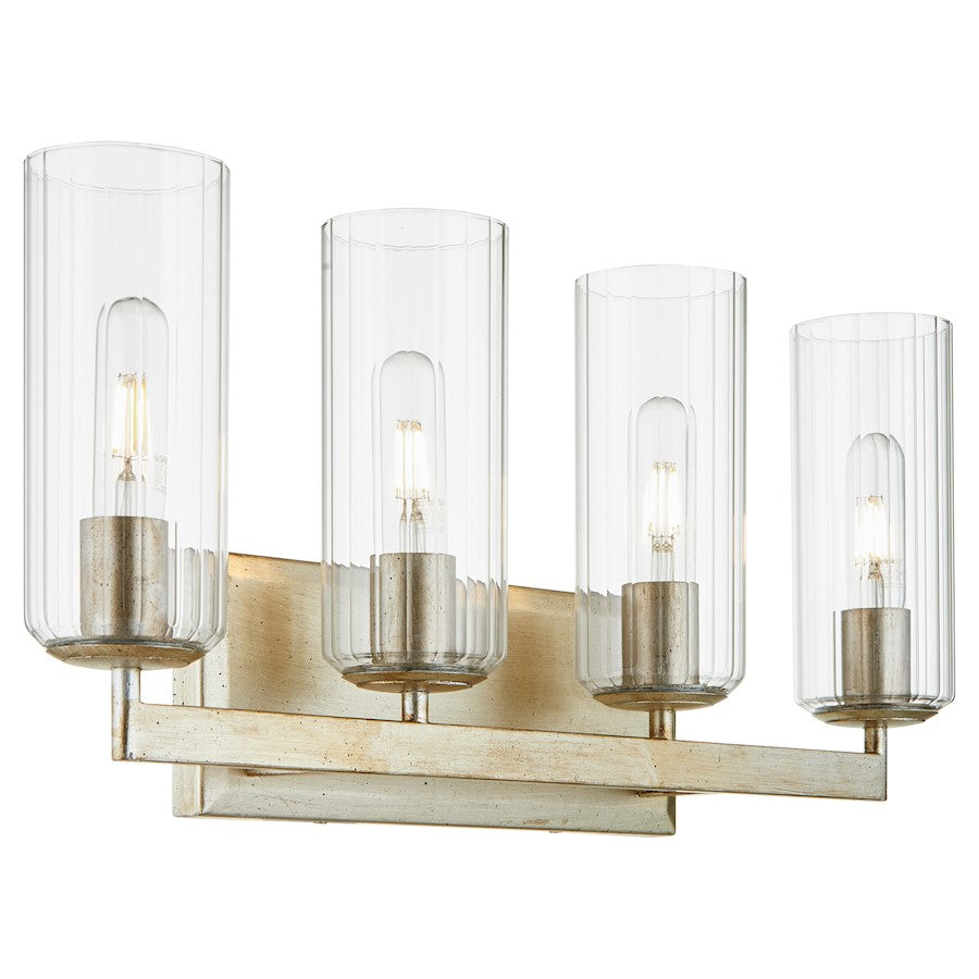 4 Light Bathroom Vanity Light, Aged Silver Leaf