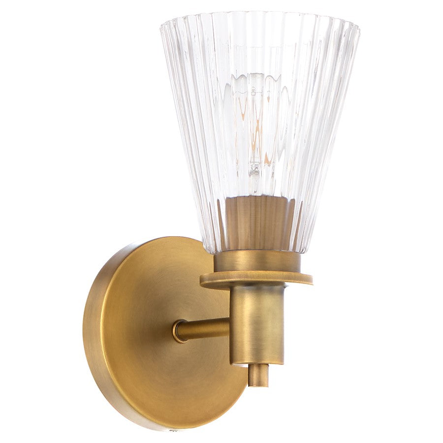 Quorum Lawton 1 Light Wall Mount, Brushed Brass/Clear - 5803-1-47