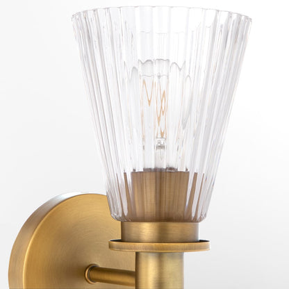Quorum Lawton 1 Light Wall Mount, Brushed Brass/Clear