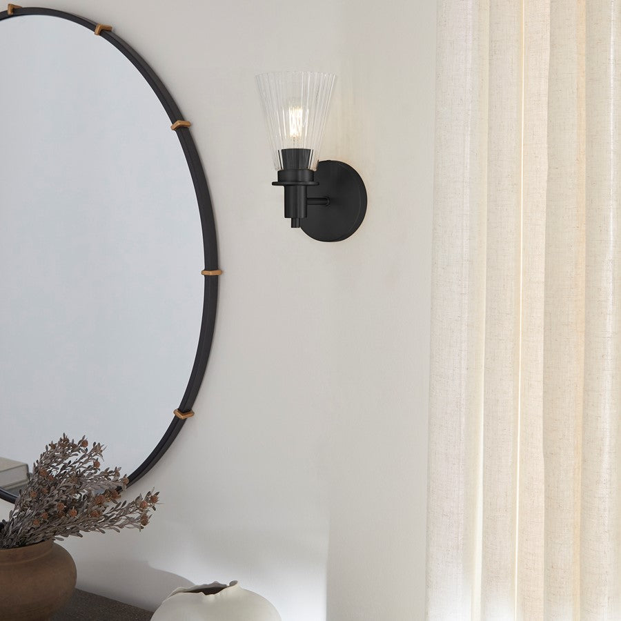 Quorum Lawton 1 Light Wall Mount, Matte Black