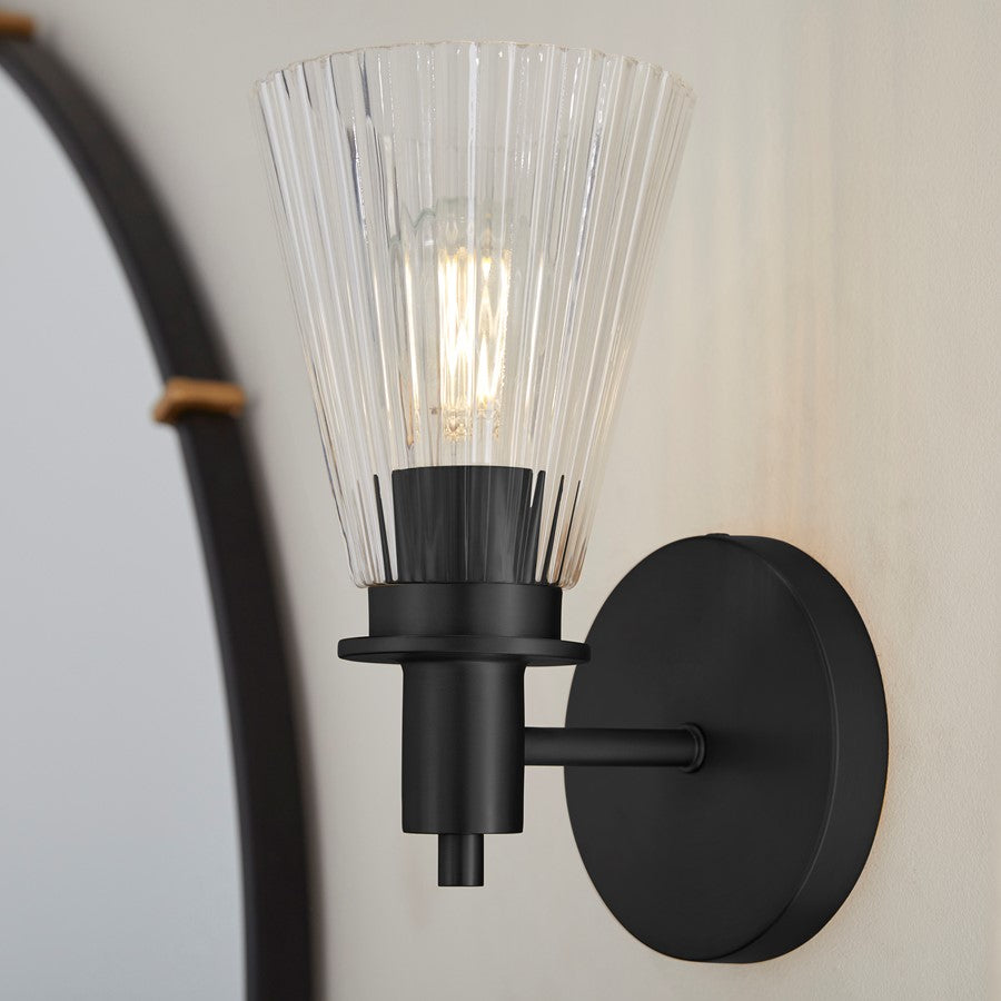 Quorum Lawton 1 Light Wall Mount, Matte Black