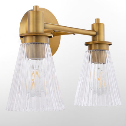 Quorum Lawton 2 Light Vanity, Brushed Brass/Clear