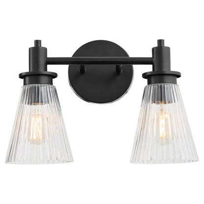 Quorum Lawton 2 Light Vanity, Matte Black/Clear