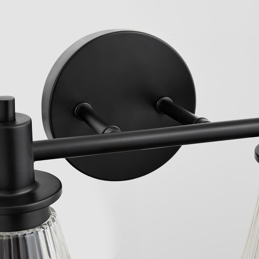 Quorum Lawton 2 Light Vanity, Matte Black/Clear
