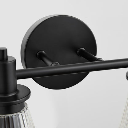 Quorum Lawton 2 Light Vanity, Matte Black/Clear