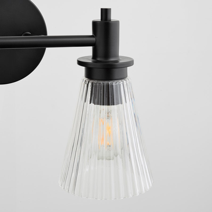 Quorum Lawton 2 Light Vanity, Matte Black/Clear