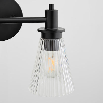 Quorum Lawton 2 Light Vanity, Matte Black/Clear