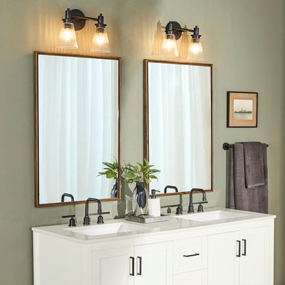 Quorum Lawton 2 Light Vanity, Matte Black/Clear