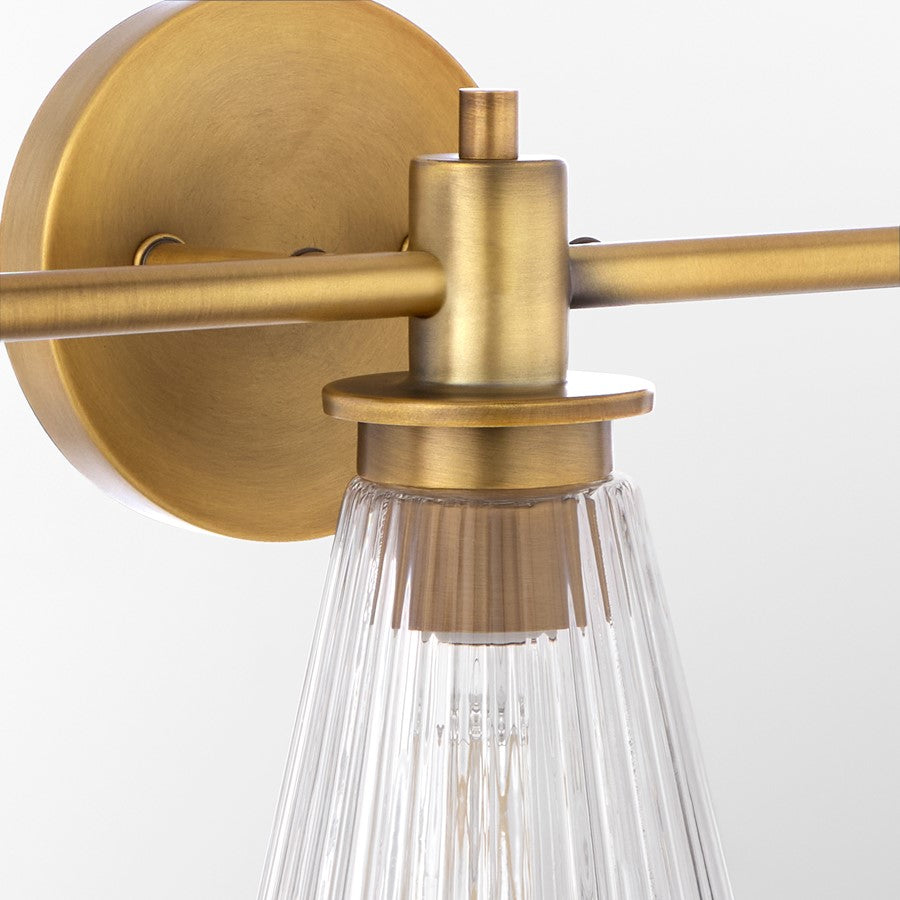 Quorum Lawton 3 Light Vanity, Brushed Brass/Clear