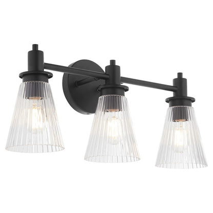 Quorum Lawton 3 Light Vanity, Matte Black/Clear