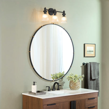 Quorum Lawton 3 Light Vanity, Matte Black/Clear