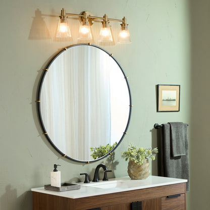 Quorum Lawton 4 Light Vanity, Brushed Brass/Clear