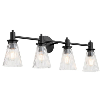 Quorum Lawton 4 Light Vanity, Matte Black/Clear