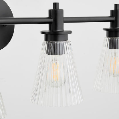 Quorum Lawton 4 Light Vanity, Matte Black/Clear