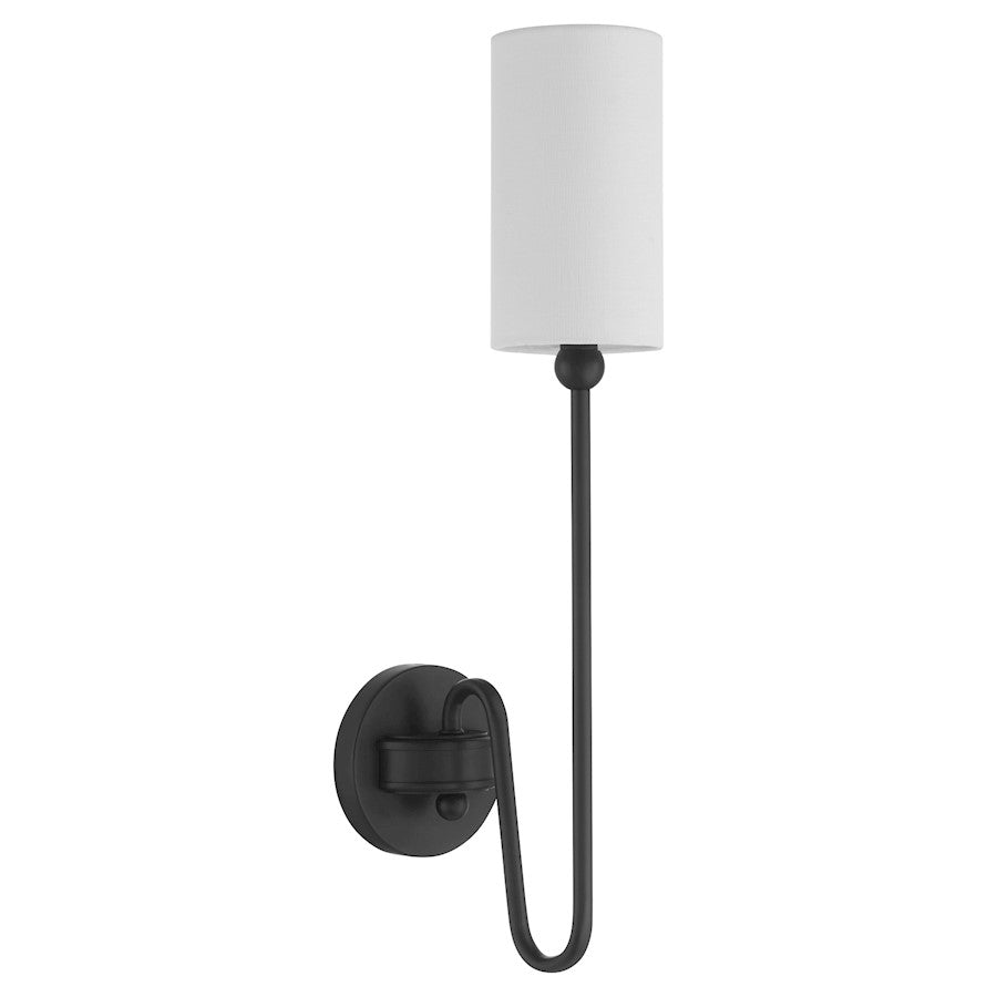 Quorum Charlotte 1Lt Wall Mount, Matte Black/White - 597-1-59