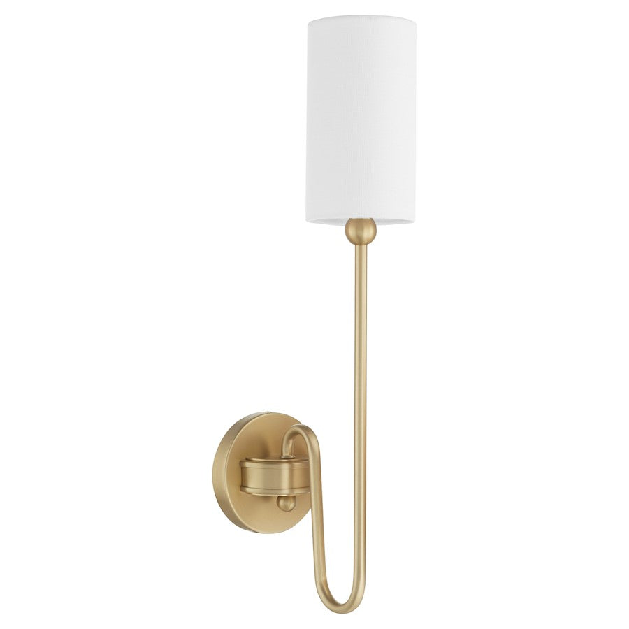 Quorum Charlotte 1Lt Wall Mount, Aged Brass/White - 597-1-80