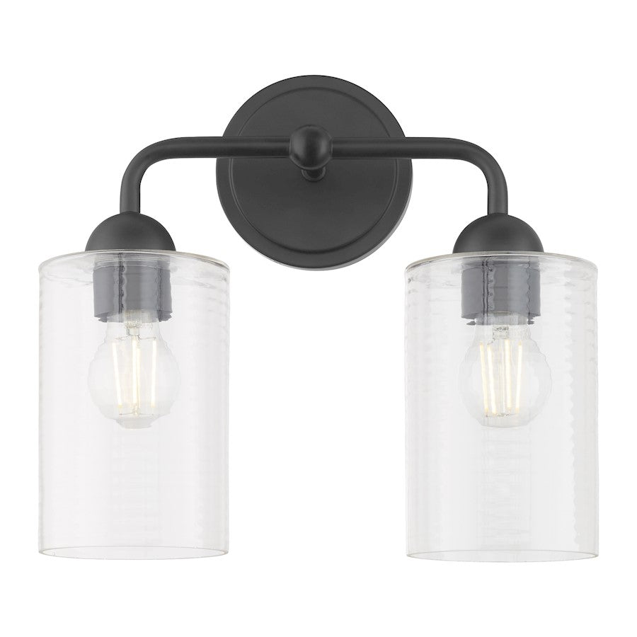 2 Light Bathroom Vanity Light, Matte Black