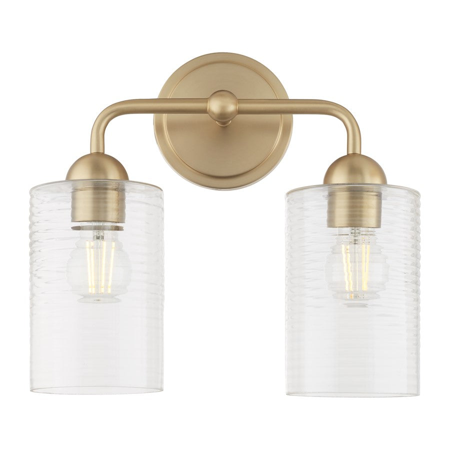 2 Light Bathroom Vanity Light, Aged Brass
