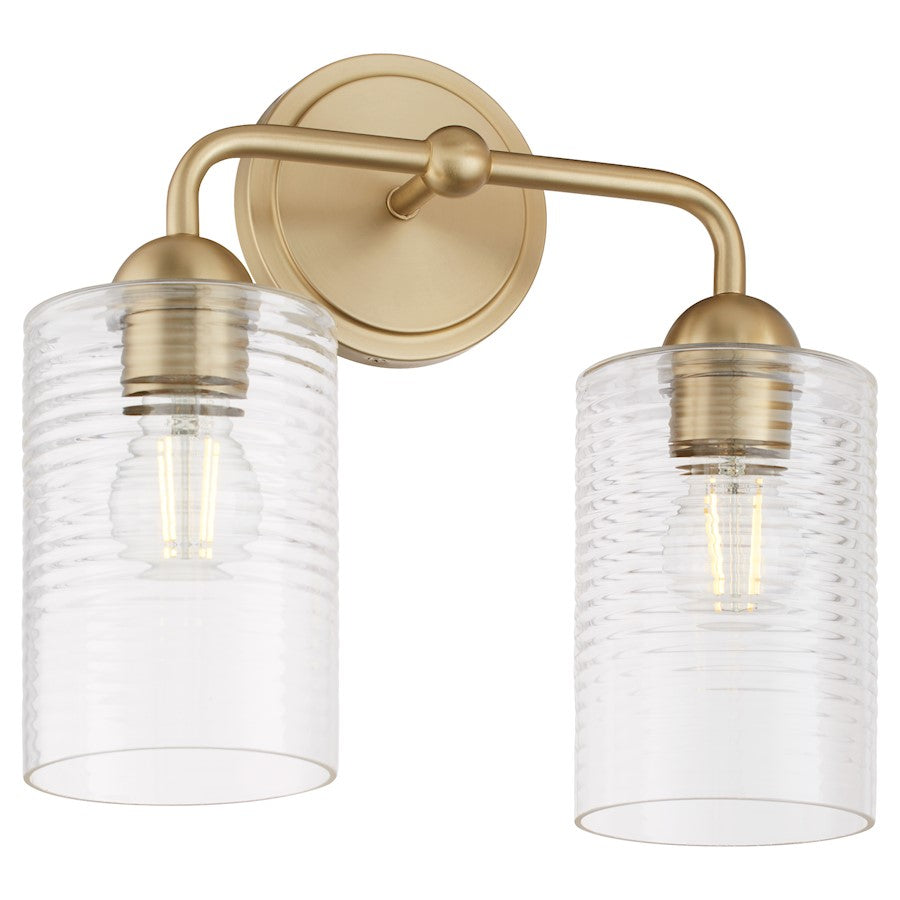 2 Light Bathroom Vanity Light, Aged Brass
