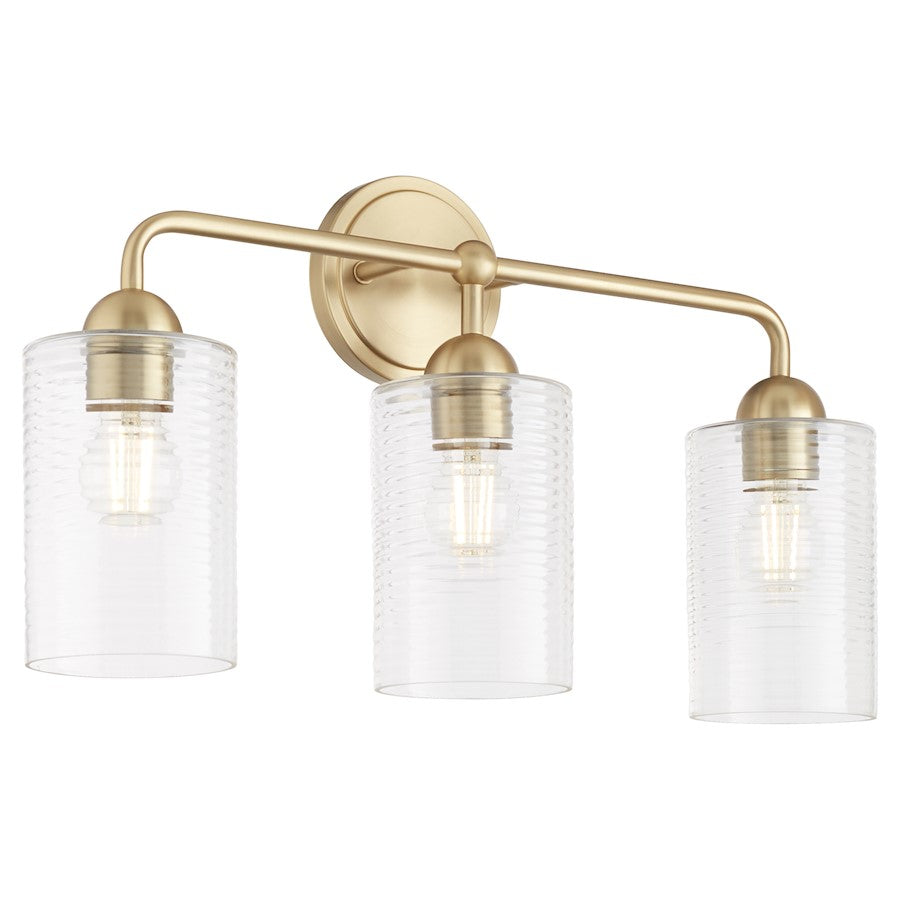 3 Light Bathroom Vanity Light, Aged Brass