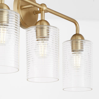 3 Light Bathroom Vanity Light, Aged Brass