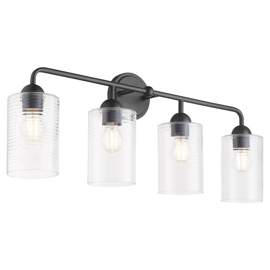 4 Light Bathroom Vanity Light, Matte Black