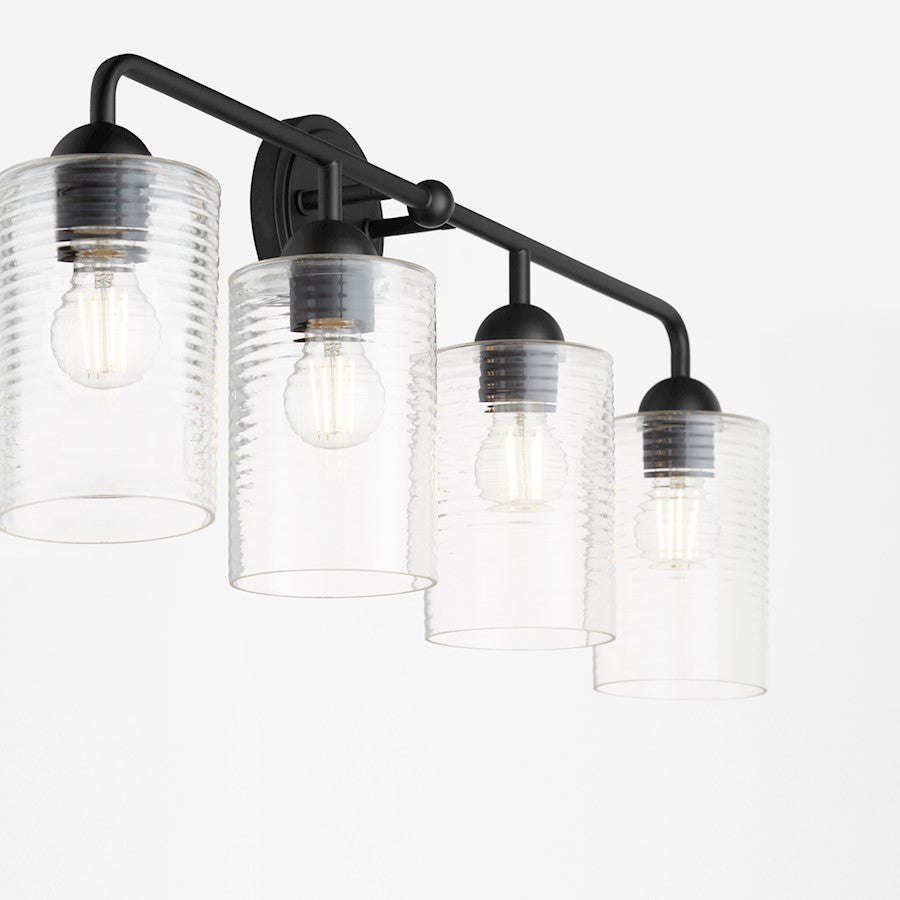 4 Light Bathroom Vanity Light, Matte Black